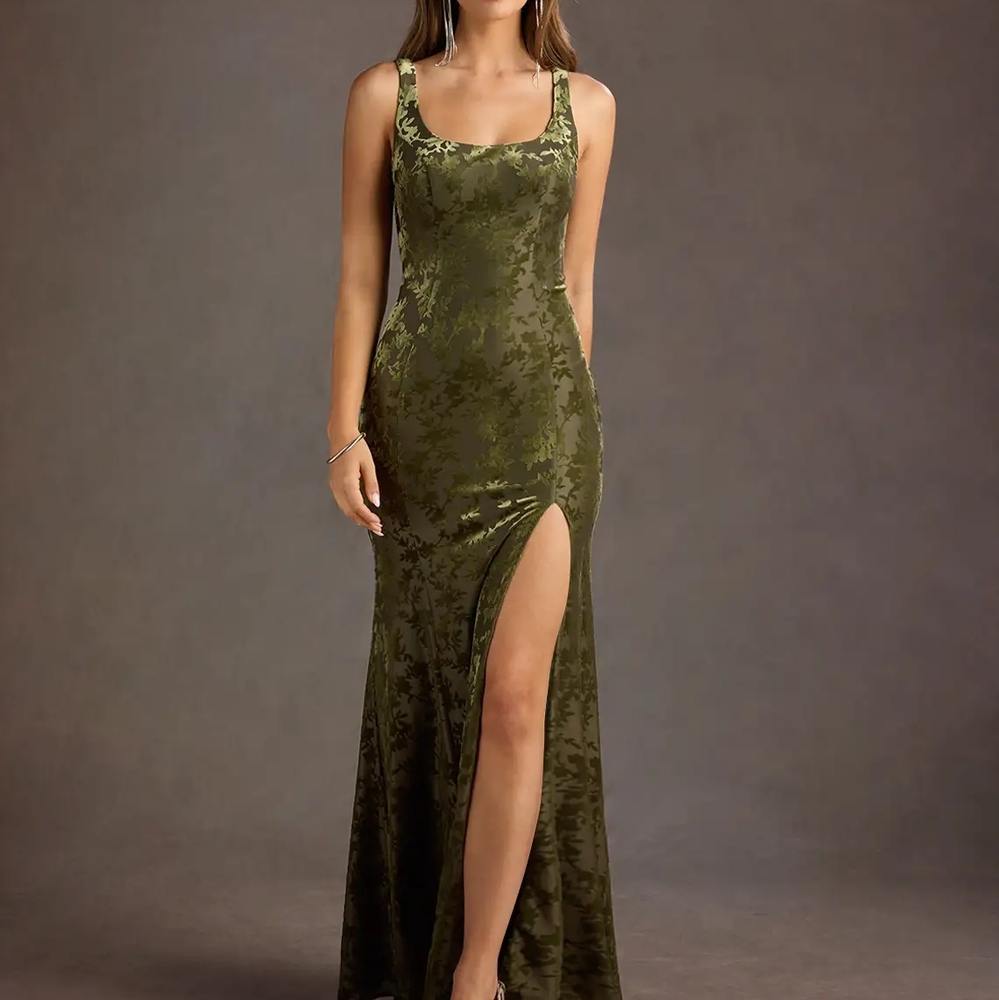Elegant Olive Green Maxi Dress
